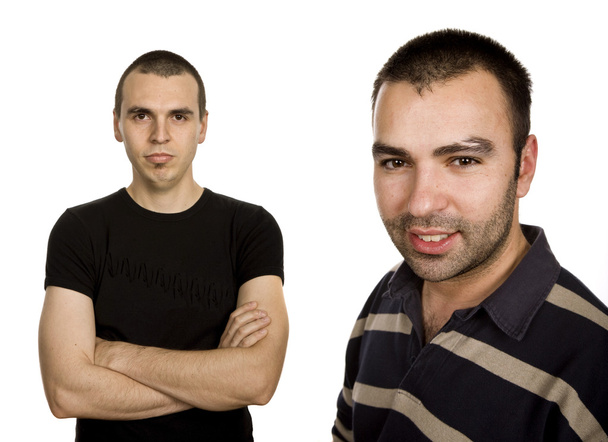 Two young casual men portrait, isolated on white - Photo, Image