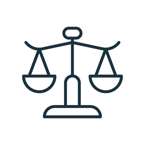 Balance Weight Scales Linear Icon. Civil Rights Icon. Law Scale Line Pictogram. Symbol of Judgment and Justice. Equality sign between Men and Women. Editable stroke. Vector illustration - Vector, Image