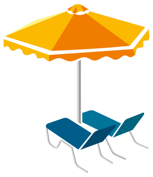 leżaki i parasol - Wektor, obraz