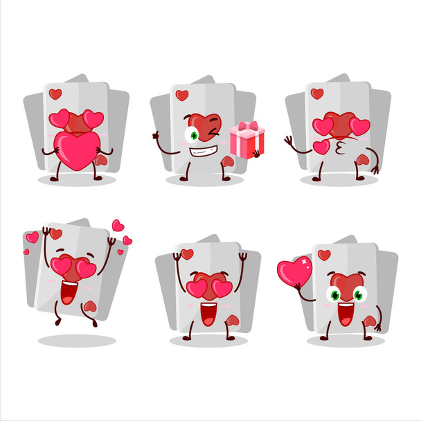 Remi card love cartoon character with love cute emoticon. Vector illustration - Вектор, зображення
