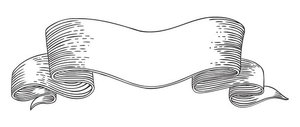 Винтажные векторные ленты различной конфигурации в технике гравировки на белом фоне - Вектор,изображение