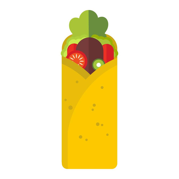 Kebab Flat Icono Vector Ilustración Fast Food Element - Vector, Imagen