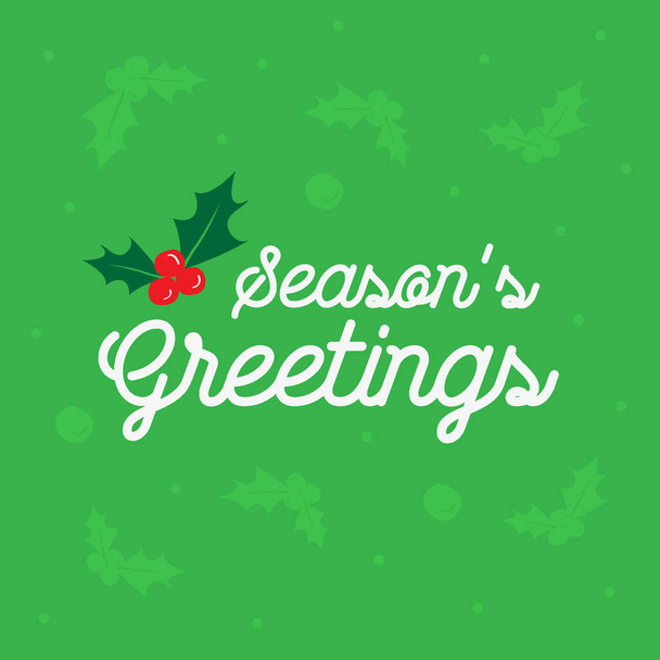  seasons greeting text vector with green background - Vector, Image