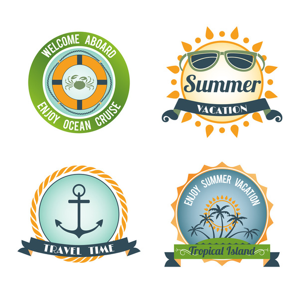 Travel color labels - Vector, Image