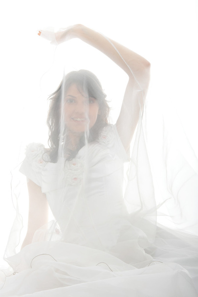 Beautiful young bride, isolated on white background - Photo, Image