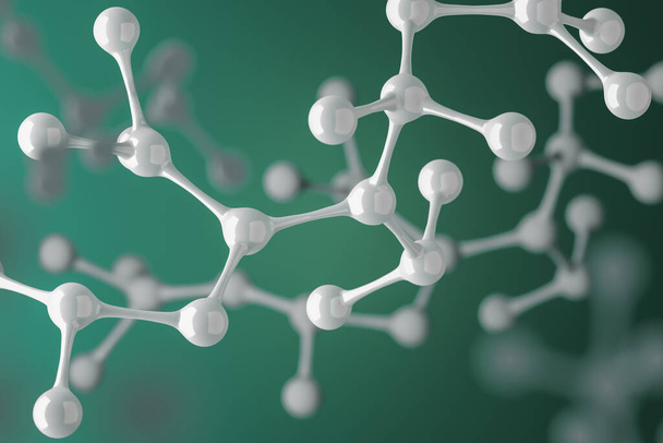 Moleküle Attrappe, abstrakter Hintergrund für Wissenschaft oder Medizin. 3D-Darstellung - Foto, Bild
