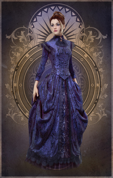 Vestido de Belle Epoque púrpura, 3d CG
 - Foto, imagen