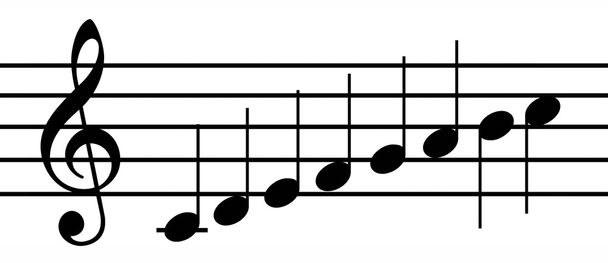 Muzieknoten op notenbalken - Foto, afbeelding