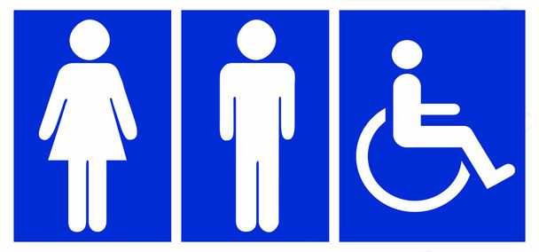 Mann, Frau und Invalide, Toilette oder Toilettensymbol - Foto, Bild