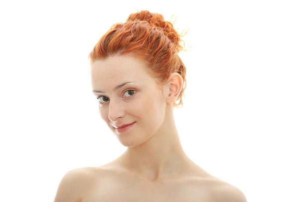 Beautiful young redhead portrait, isolated on white - Foto, Bild