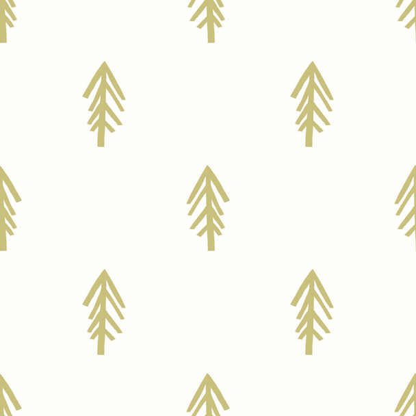 Seamless minimal winter tree holiday background. Stylized spruce duotone pattern. Scandi festive christmas motif background. Stylish simple modern yule digital gift wrap paper. - Vector, Image