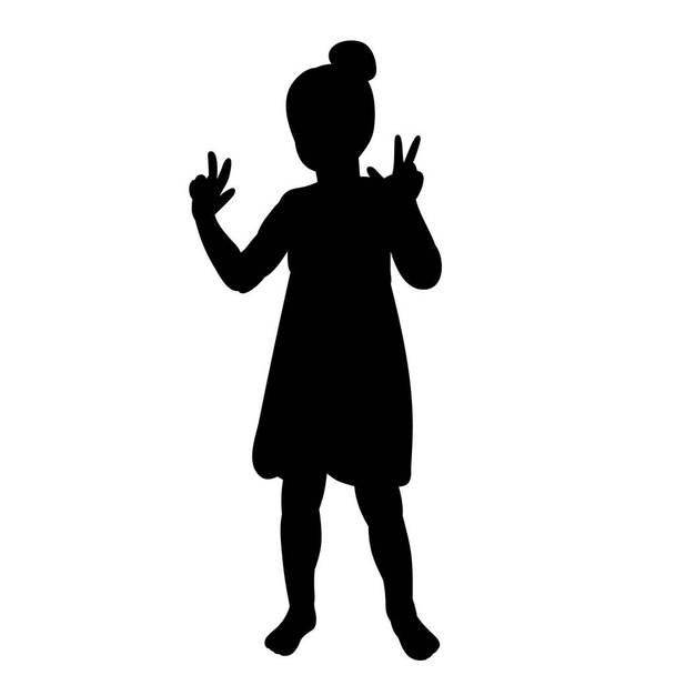  isolado, menina silhueta preta no fundo branco - Vetor, Imagem