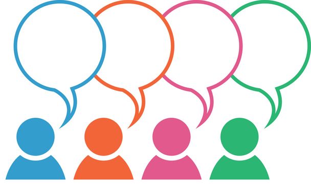 Group Icon Speech Bubble Colors Overlapping - Vector, Image
