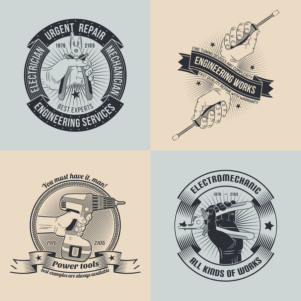 set of emblems for repair workshop - Вектор,изображение