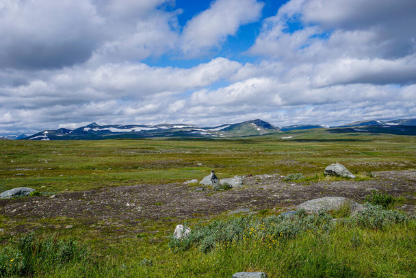A view of the wild tundra landscape ofthe Stekenkokk Plateau in Swedish Lappland - Photo, Image