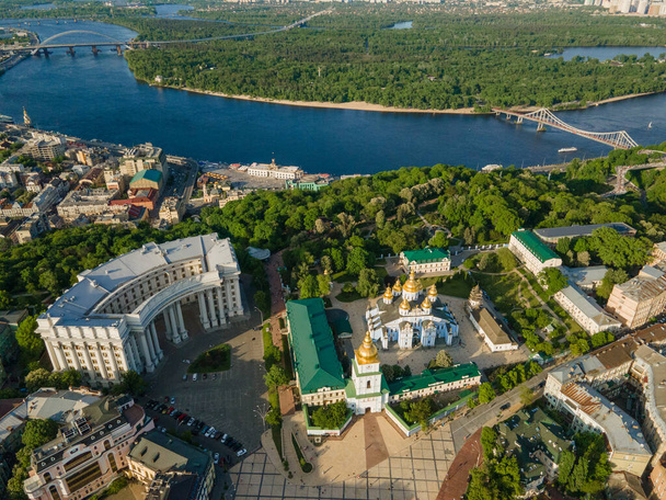 Aerial view from a drone St. Michaels Golden-Domed Monastery in Kyiv - Photo, Image