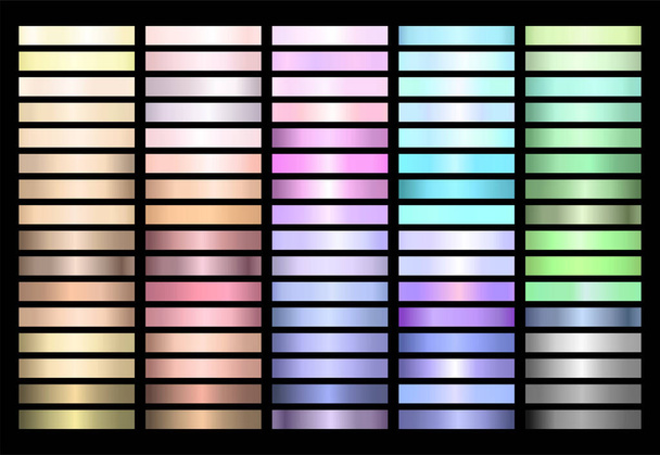 Ligh Pastel glanzend verloop collectie van elke kleur stalen - Vector, afbeelding