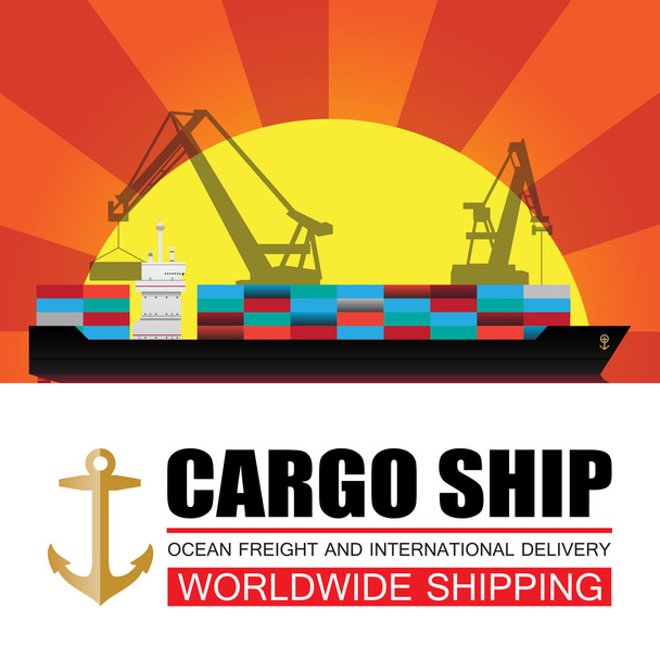 Transporte marítimo mundial, carga, logística
 - Vector, imagen