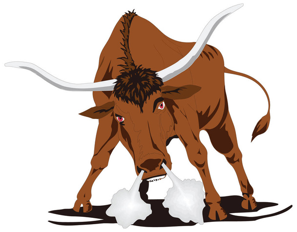 сердитий коричневий бик тварин Векторна ілюстрація прозорого фону
 - Вектор, зображення