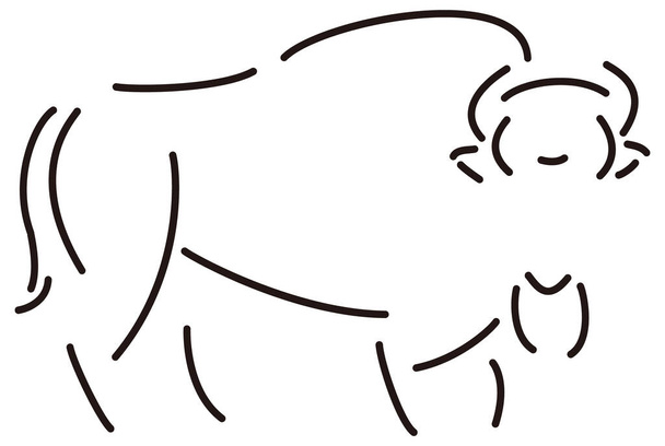 буйвольна лінія мистецтво тварин Векторна ілюстрація прозорого фону
 - Вектор, зображення