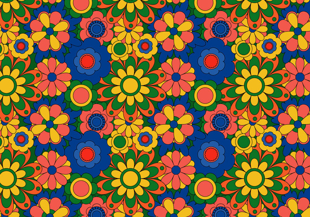 Abstract groovy floral pattern background. Vector illustration. - Vektor, kép