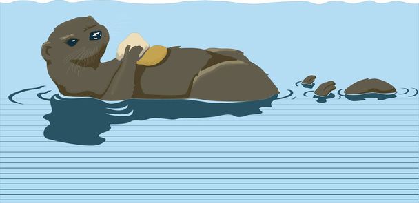 Su samuru yüzüşü hayvan vektör illüstrasyonunu şeffaf arka plan yer - Vektör, Görsel
