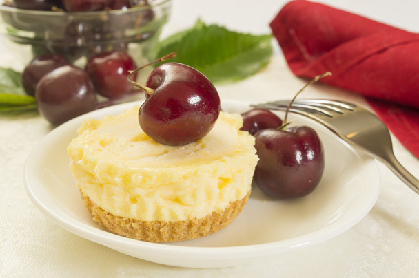 Cherry cheesecake cupcake - Photo, Image