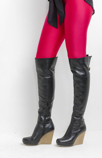 Stylish woman wearing overknee boots - Fotó, kép