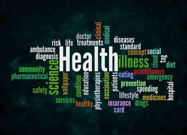 Word Cloud with HEALTH concept create with text only. - Φωτογραφία, εικόνα