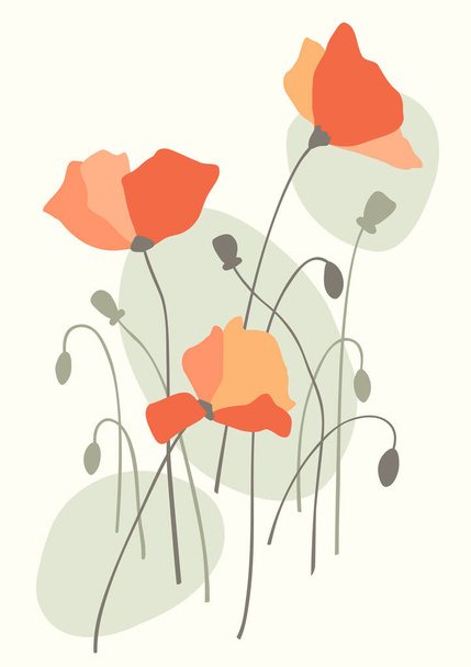 Floral postcard with poppies - Vetor, Imagem