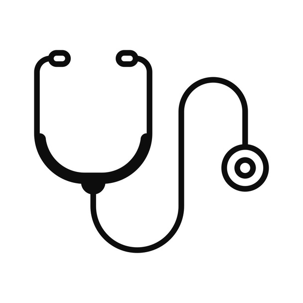 Lékařský stetoskop linka ikona - Vektor plochý styl zdravotní ilustrace izolované na bílém pozadí - Vektor, obrázek