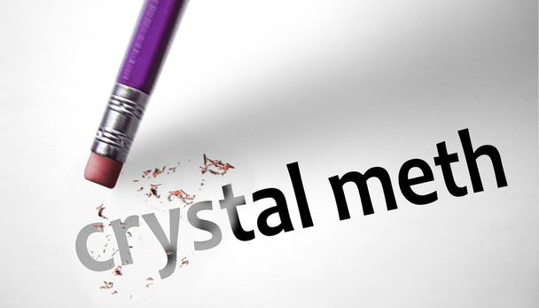 Eraser deleting the word Crystal Meth  - Photo, Image