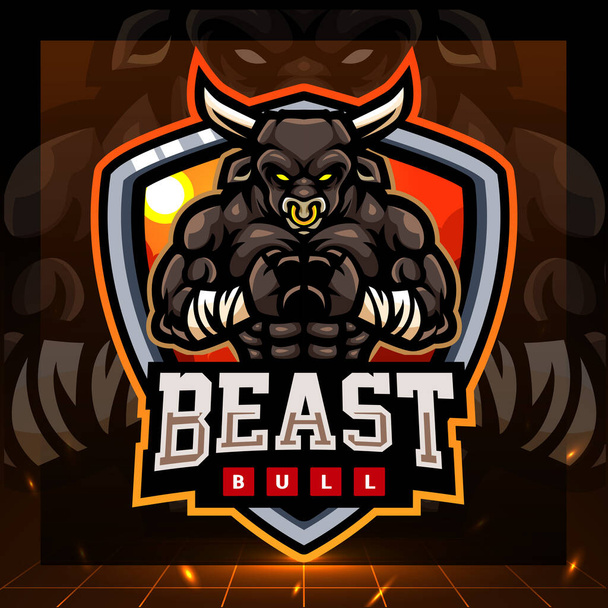 Mascotte del toro della bestia. design del logo esport - Vettoriali, immagini