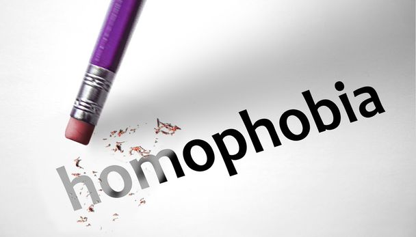 Eraser deleting the word Homophobia  - Photo, Image
