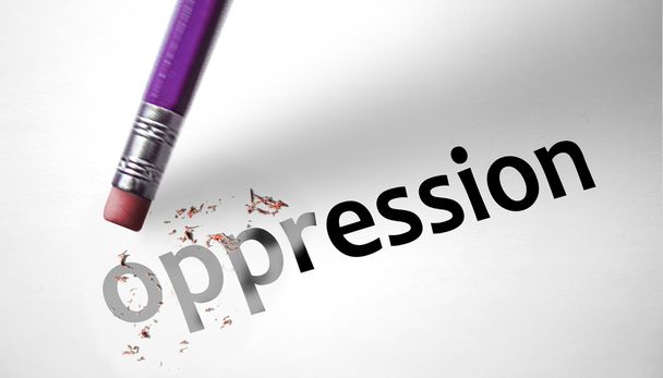 Borrador que borra la palabra Opresión
  - Foto, imagen