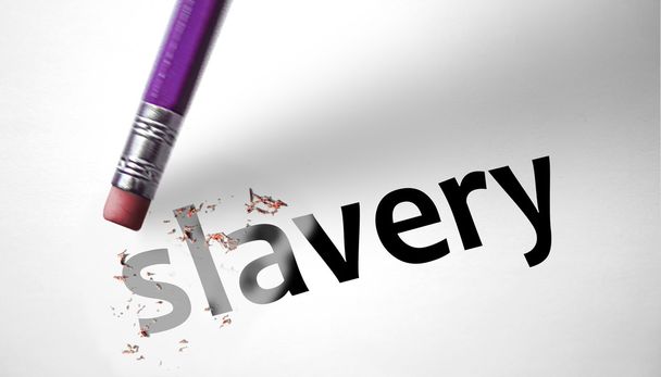 Radiergummi löscht das Wort Sklaverei  - Foto, Bild