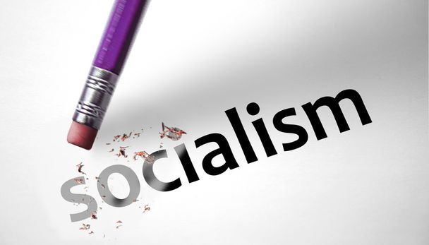 Eraser deleting the word Socialism  - Photo, Image
