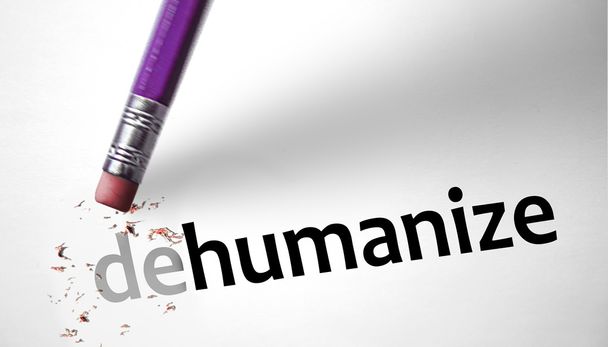 Eraser changing the word Dehumanize for Humanize  - Photo, Image