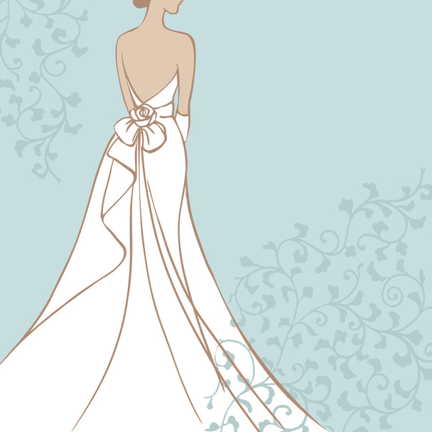 Bride in wedding dress - Vector, afbeelding