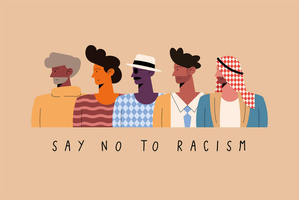 λένε όχι στην έννοια του ρατσισμού - Διάνυσμα, εικόνα