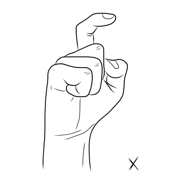 znakového jazyka a abecedy, písmeno x - Vektor, obrázek