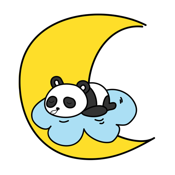 Bebek panda cloud moon vektör illustrati ile sleeping - Vektör, Görsel