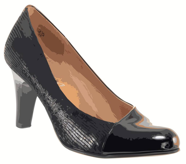 Чёрные женские туфли на высоких каблуках - Вектор,изображение
