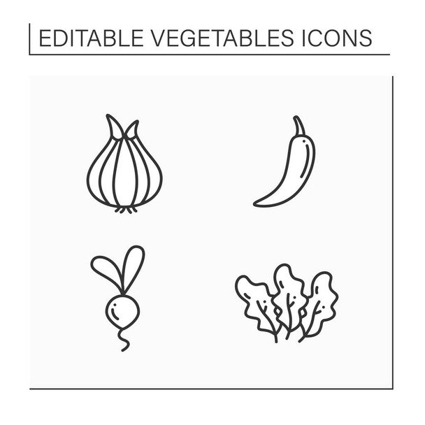 Serie icone della linea di verdure - Vettoriali, immagini