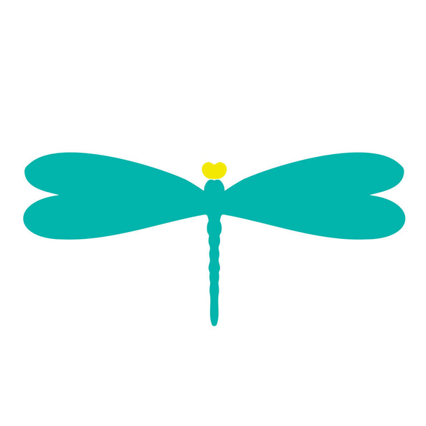 Silhueta colorida de uma libélula. Modelo para impressão - Vetor, Imagem