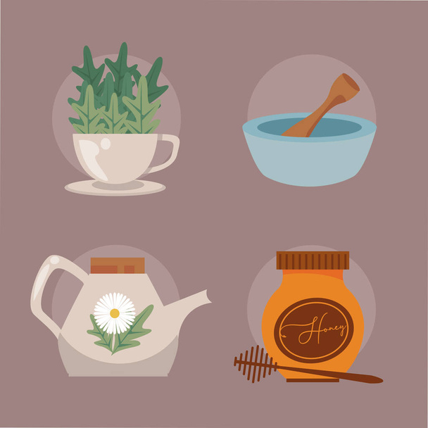 aromatherapy four icons - Vector, imagen