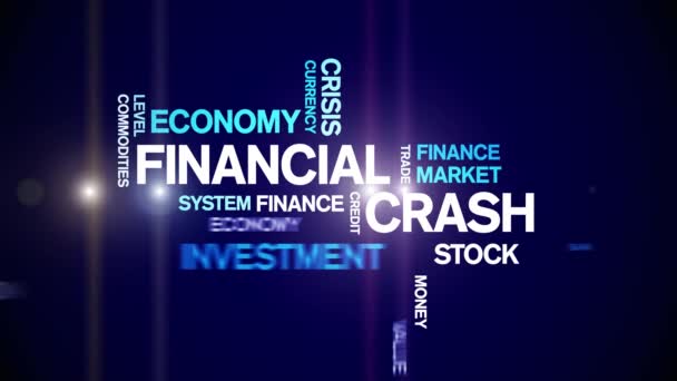 4k Financial Crash Animated Tag Word Cloud, Κείμενο Σχεδιασμός Κινουμένων σχεδίων αδιάλειπτη βρόχο. - Πλάνα, βίντεο