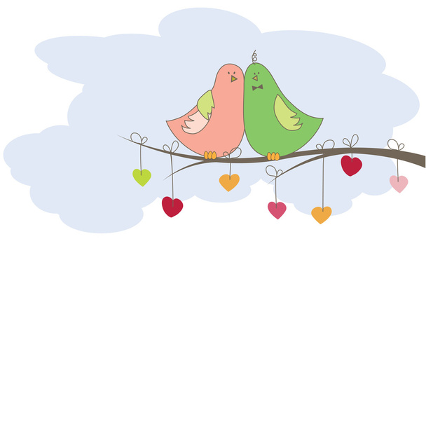 Background with birds in love for you. Vector illustration - Vektör, Görsel