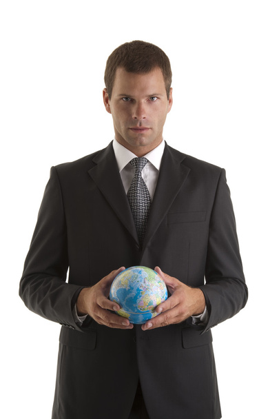 Businessman holding globe - Фото, зображення