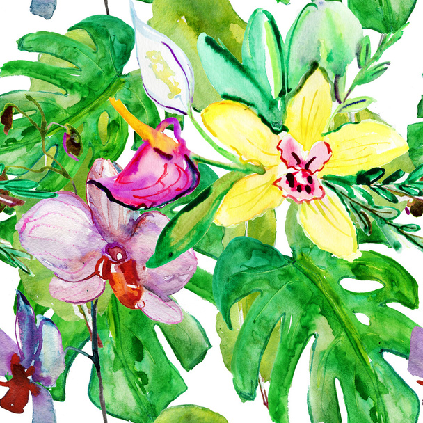 Pattern with orchids flowers - Zdjęcie, obraz